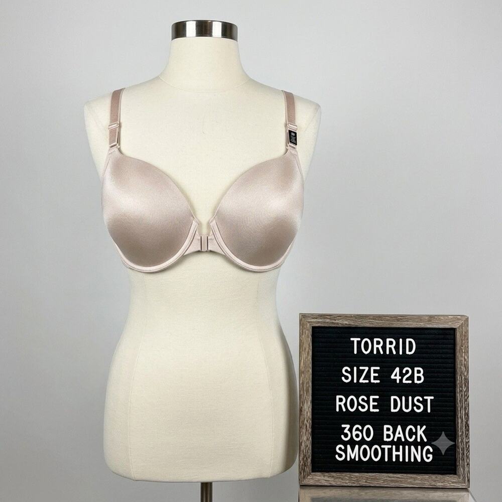 NWT Torrid T-Shirt Push-Up Front Close 360 Back Smoothing Bra 42B Rose Dust